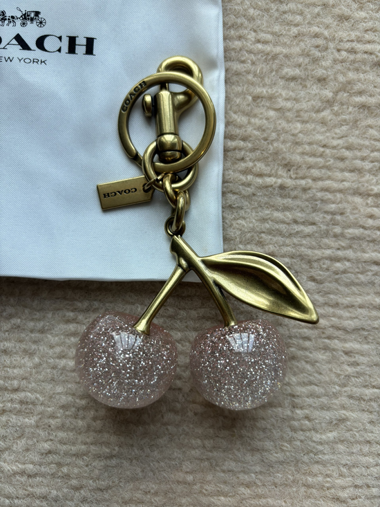 Coach Accessories - COACH Pink Glitter Cherry Bag Charm with Gold Hardware
